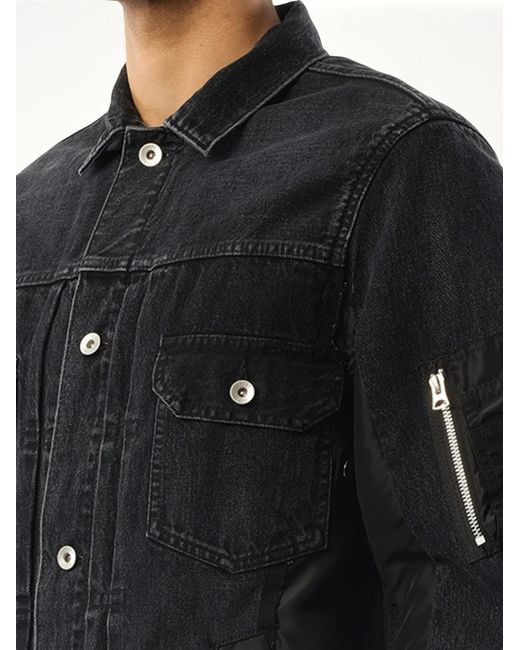 Sacai Black Denim Nylon Twill Jacket for men