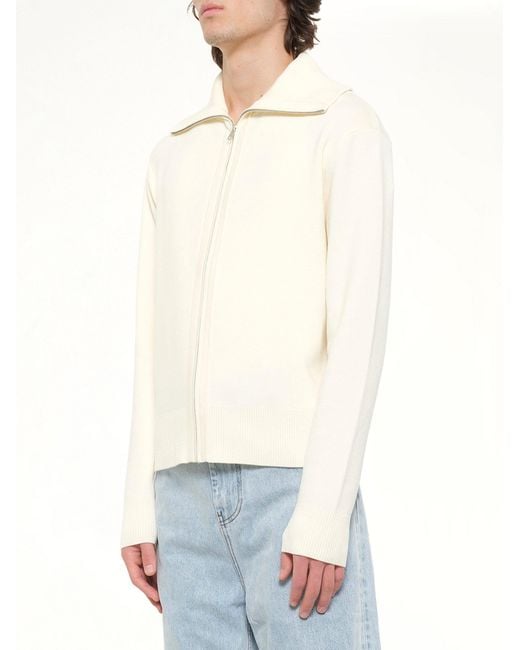 Entire studios White Knit Zip Up Jacket for men
