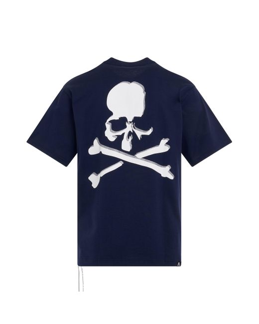 Mastermind Japan Blue Classic Logo And Skull T-Shirt, Short Sleeves, , 100% Cotton, Size: Large for men