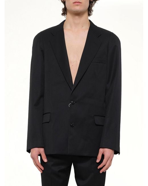 Maison Margiela Black Compact Light Wool Blazer for men