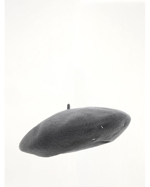 Maison Margiela Gray 4-Stitch Wool Beret Hat
