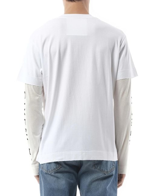 Givenchy White Multi Layer Jersey Long Sleeve T-Shirt, 100% Cotton, Size: Small for men