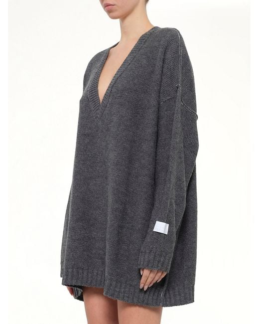 MM6 by Maison Margiela Gray V-Neck Sweater