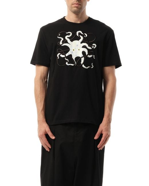 Loewe Black Suna Fujita Octopus Print T-Shirt for men
