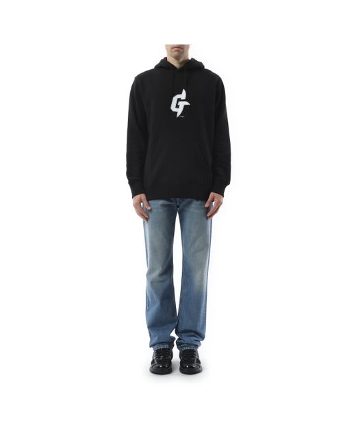 Givenchy Black Embroidered Eiffel Tower Motif Slim Fit Hoodie, 100% Cotton for men