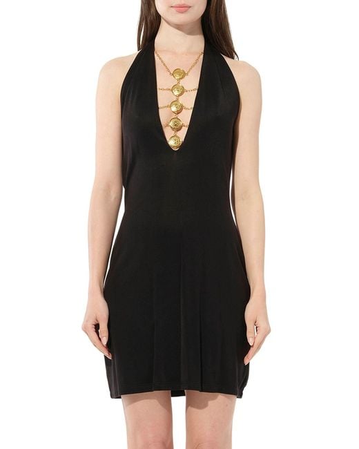 Balmain Black V Neck Jersey Dress