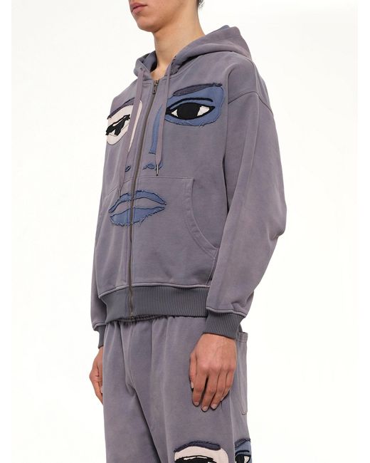 Kidsuper Gray Face Hoodie for men