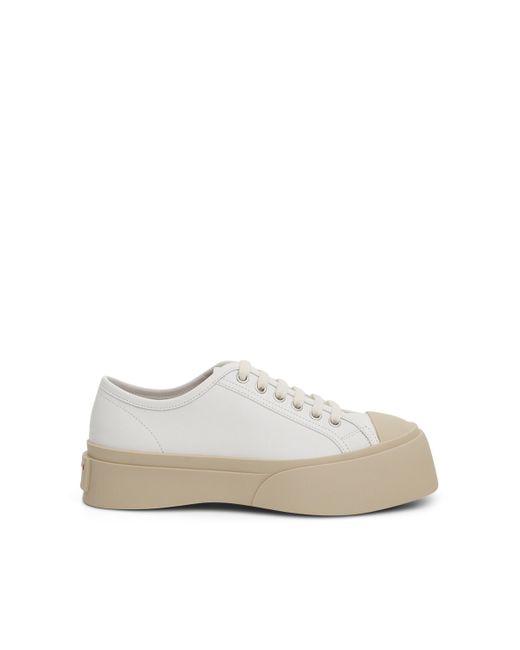Marni White Pablo Lace Up Sneakers, Lily, 100% Rubber