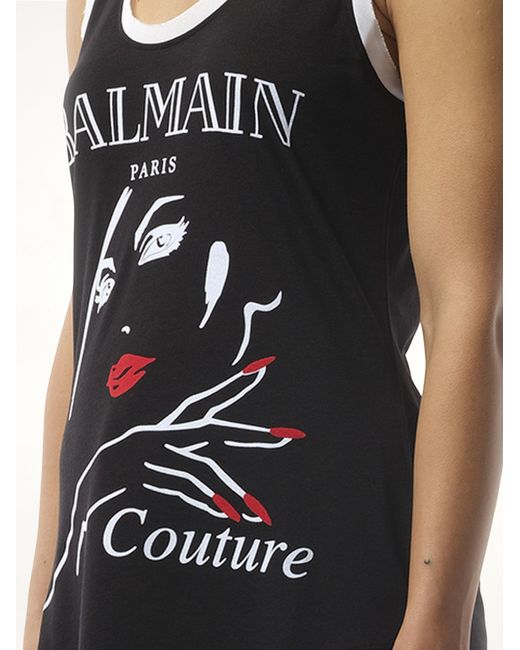 Balmain Black Beauty Print Jersey & Muslin Top