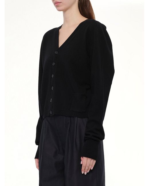 Maison Margiela Black Gauge 14 Wool V-Neck Cardigan