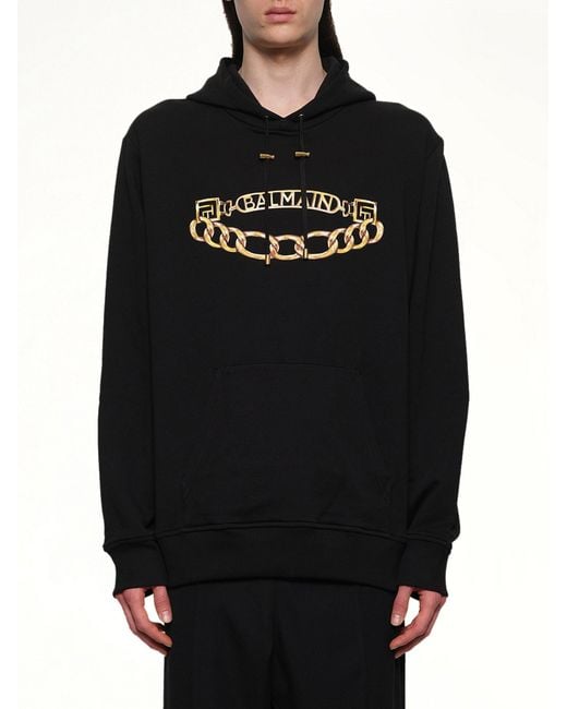Balmain Black Chian Logo Hoodie for men