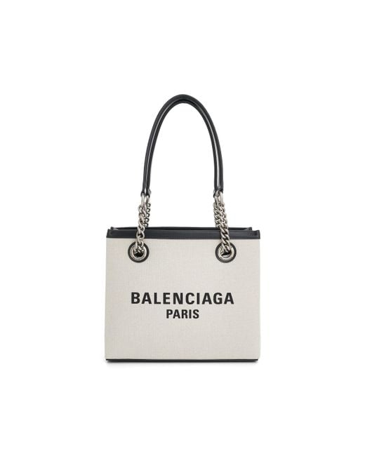 Balenciaga White Small Duty Free Tote Bag, , 100% Cotton