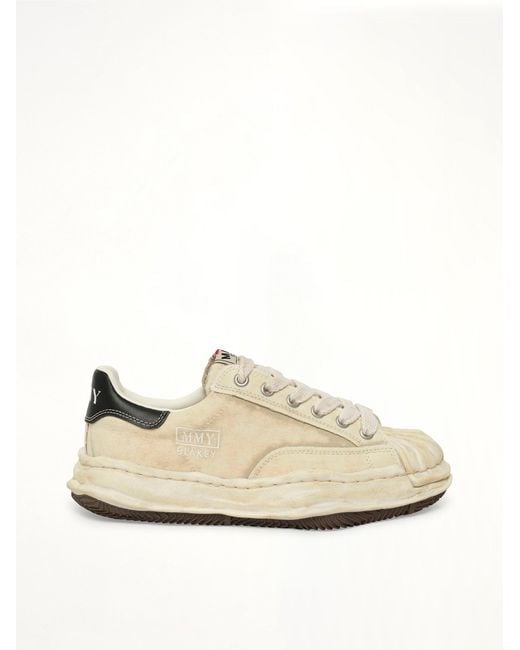 Maison Mihara Yasuhiro White Blakey Bleached Canvas Low Top Sneakers for men