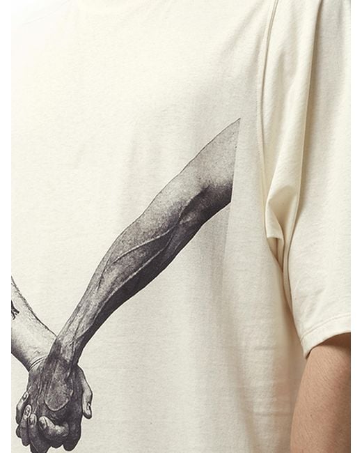 Rick Owens Natural Jumbo Ss "Holding Hands" T-Shirt, Short Sleeves, 100% Cotton, Size: Medium for men