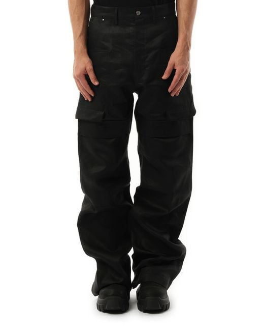 Rick Owens Black Stefan Cargo, 100% Linen for men