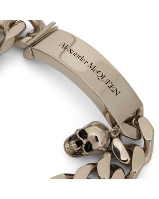 Alexander McQueen Metallic Plated Logo Chain Bracelet for men