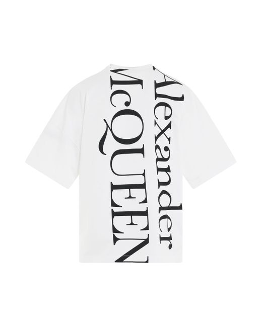 Alexander McQueen White Exploded Logo Oversized T-Shirt, Short Sleeves, /, 100% Cotton, Size: Medium for men