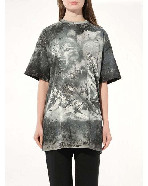 Balmain Gray Wolf T-Shirt, Blk