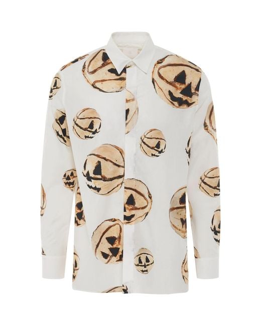 Givenchy White Boxy Fit Print Shirt, 100% Cotton for men