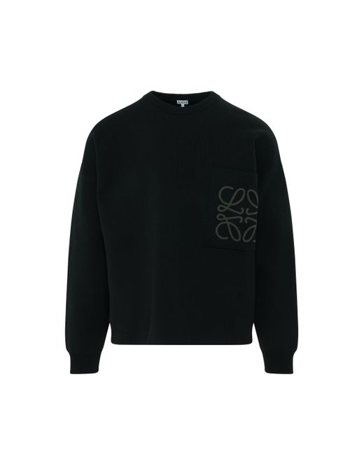 Loewe Black 'Anagram Pocket Sweater, Long Sleeves, , 100% Viscose, Size: Small for men