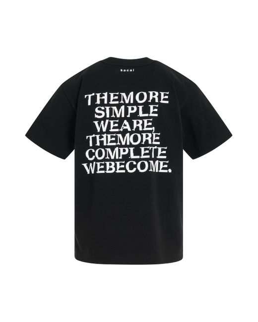 Sacai Black "Simple" Print T-Shirt, Short Sleeves, , 100% Cotton for men