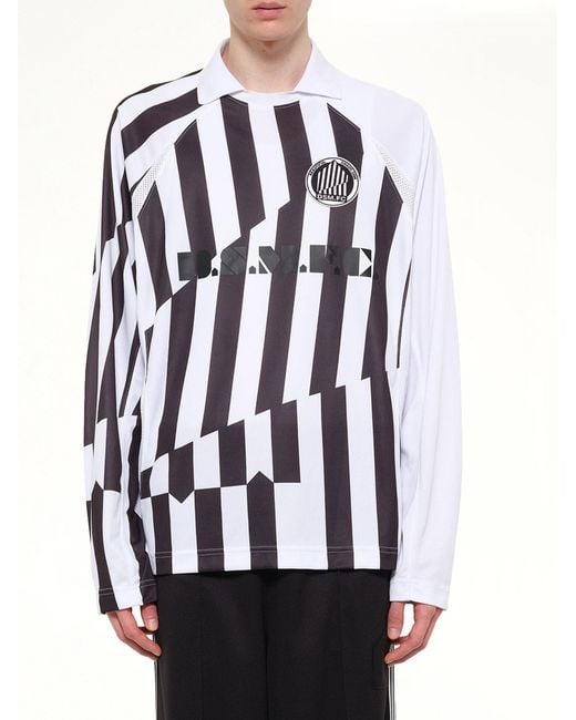 DSM KEI NINOMIYA White Football Longsleeve 'Home' Polo Knit for men