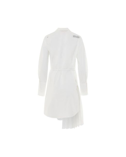 Off-White c/o Virgil Abloh White Off- Corporate Plisse Shirt Dress, Long Sleeves, /, 100% Cotton