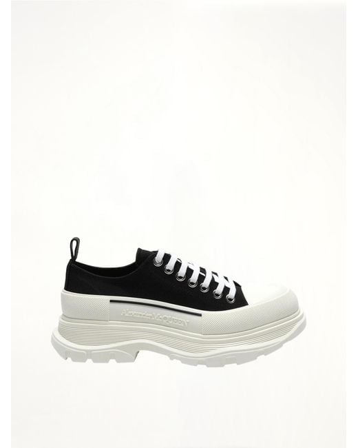 McQueen White Tread Slick Canvas Lace-Up Shoes Sneakers, 100% Fabric for men
