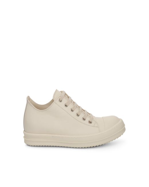 Rick Owens Natural Strobe Low Top Leather Sneakers, , 100% Leather