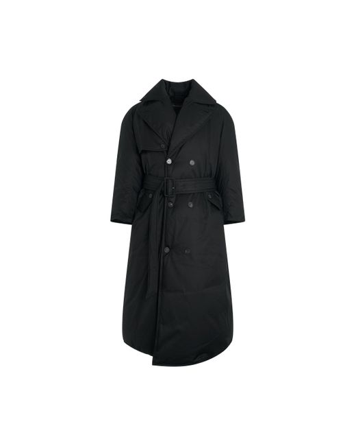 Balenciaga Black Maxi Padded Trench Coat, , 100% Cotton for men