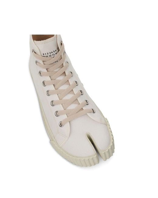 Maison Margiela White Hi-top Tabi Canvas Sneakers for men