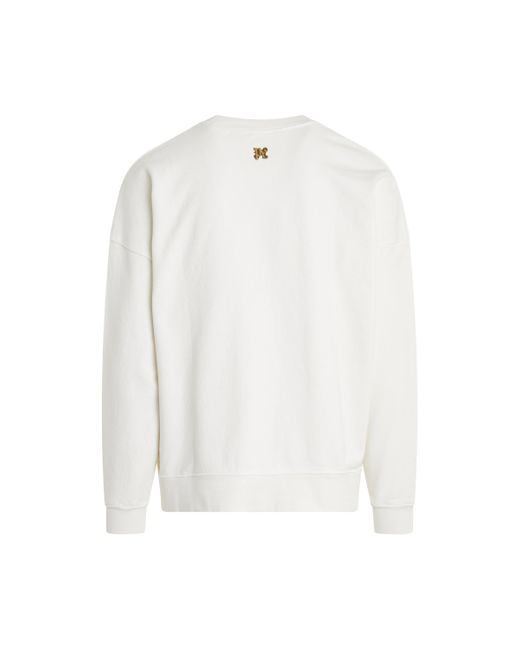 Palm Angels White 'Burning Monogram Sweatshirt, Long Sleeves, Off, 100% Cotton, Size: Small for men