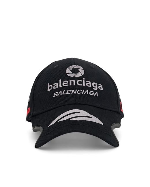 Balenciaga Black 'Racer Cap, , 100% Cotton, Size: Small for men