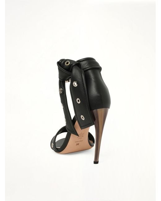 McQueen Black Leather Sandals