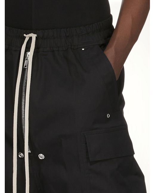 Rick Owens Black Cargobela Shorts, 100% Cotton for men