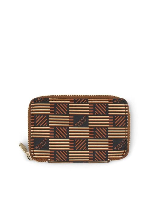 Moreau Brown Mini Zip Wallet, 100% Calfskin