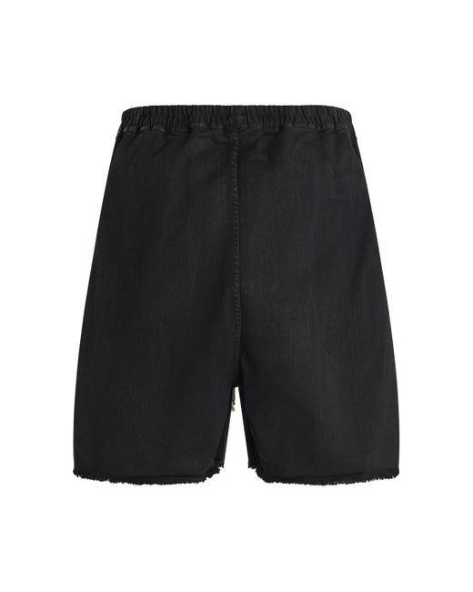 Rick Owens Black Long Boxers Shorts, Wax, 100% Cotton for men