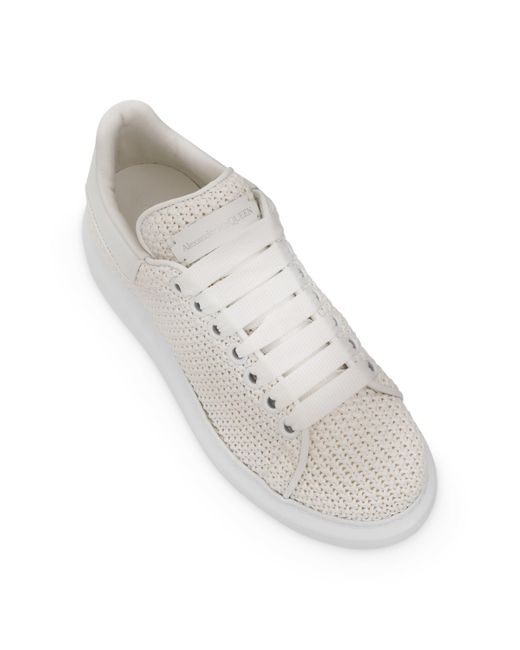 Alexander McQueen White Larry Oversized Raffia Sneakers, , 100% Leather