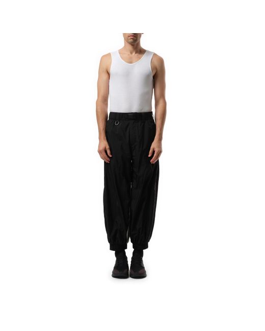 Y-3 Black 3 Stripe Parachute Pants, 100% Polyamide, Size: Small for men