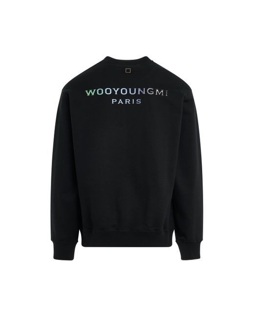 Wooyoungmi Black Irridecent Back Logo Sweatshirt, Long Sleeves, , 100% Cotton for men