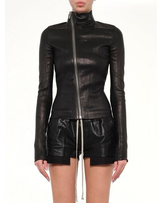Rick Owens Black Leather Gary Jacket
