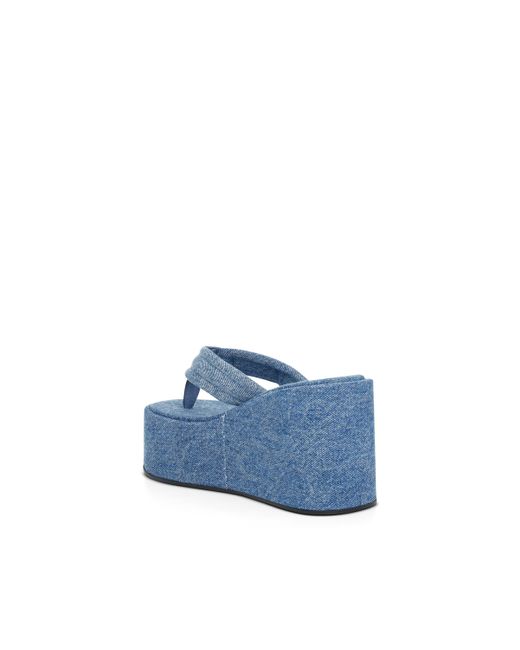 Coperni Blue Denim Branded Wedge Sandals, Washed, 100% Denim