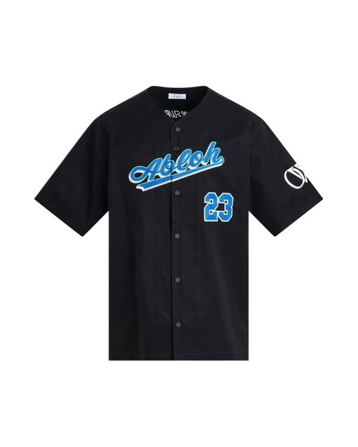 Off-White c/o Virgil Abloh Black Off- Baseball Cotton Short-Sleeve Shirt, /Reflex, 100% Cotton, Size: Medium for men