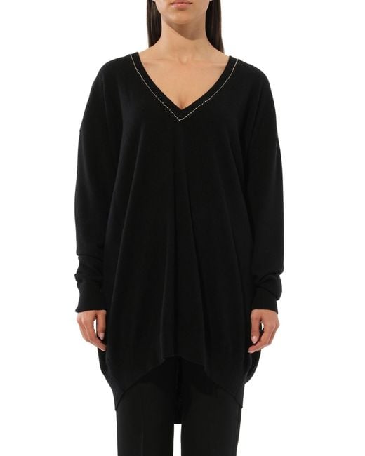 Givenchy Black Embroidered Strass V-Neck