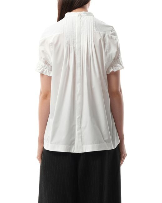 Sacai White X Cotton Poplin X Cotton Jersey T-Shirt, Short Sleeves, 100% Cotton