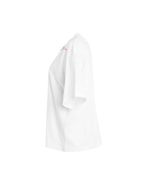 Marni White Curved Logo T-Shirt, Short Sleeves, , 100% Cotton