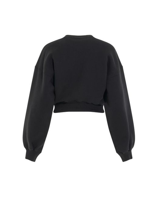 Off-White c/o Virgil Abloh Black Off- Multi Logo Crop Sweatshirt, Long Sleeves, , 100% Cotton, Size: Medium