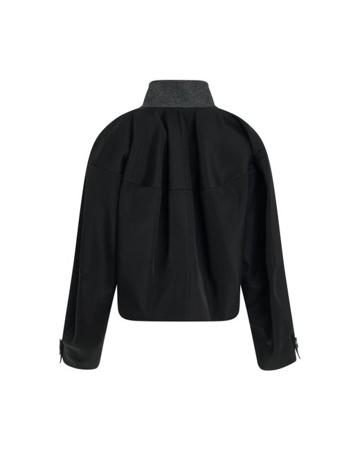 Sacai Black Double-Faced Silk Cotton Jacket, Long Sleeves, , 100% Cotton
