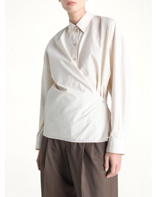 Lemaire White Straight Collar Twisted Shirt