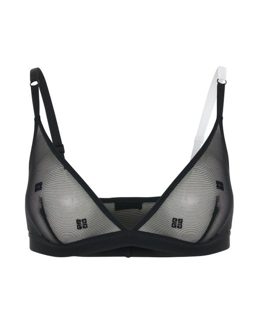 Givenchy 4g Transparent Tulle Bra In Black | Lyst